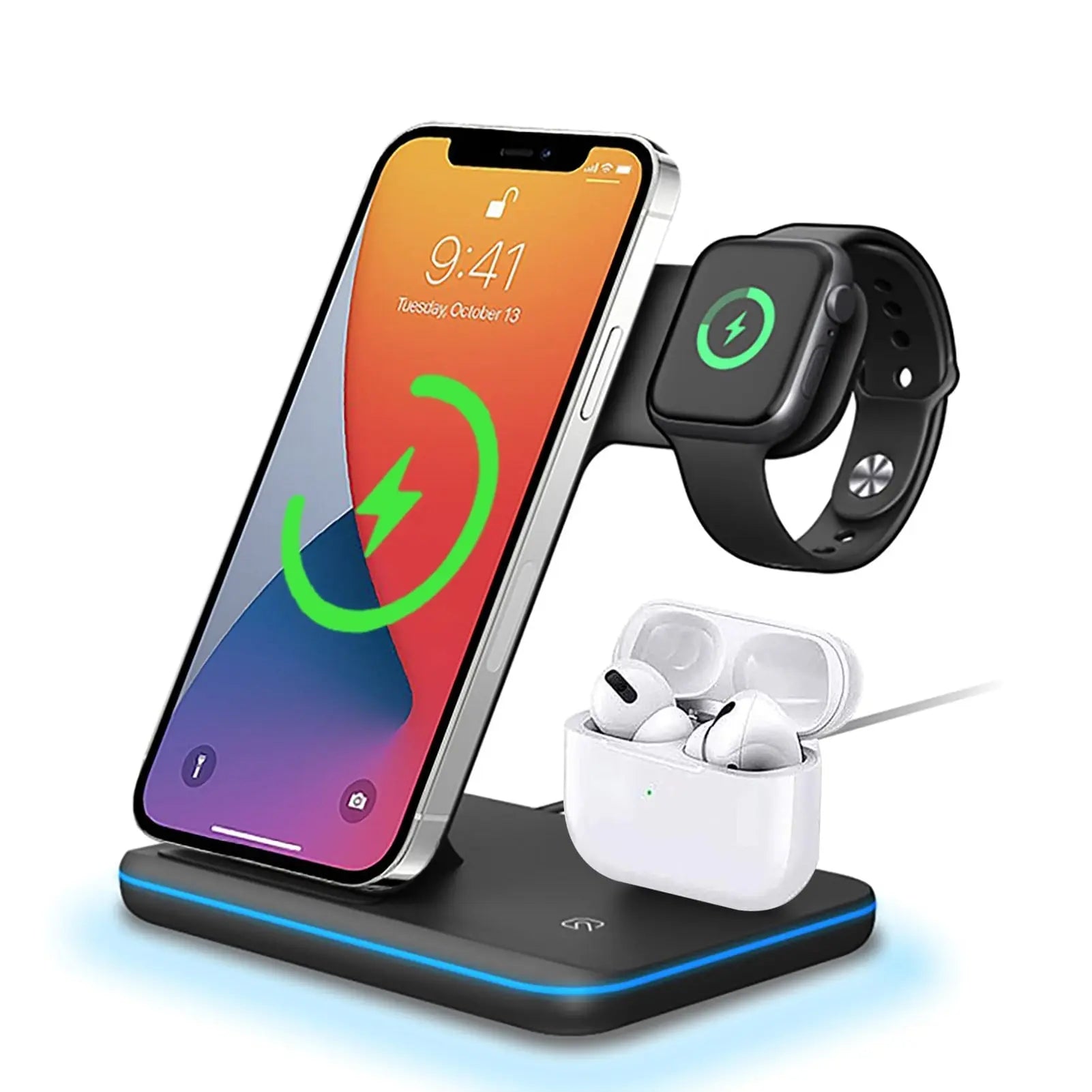 Wireless Charger Stand 3in1 15W Fast Charging Docking Station for AirPods Pro Apple Watch iPhone Wireless Charger Stand 3in1 15W Fast Charging Docking Station for AirPods Pro Apple Watch iPhone